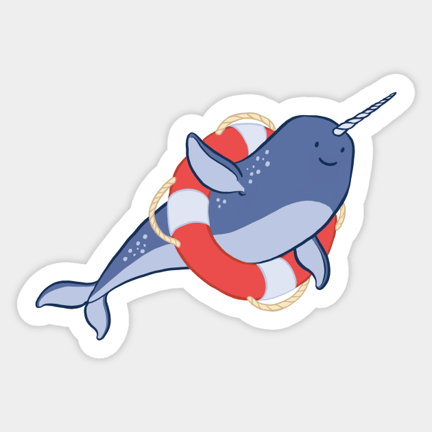 Happy Nautical Narwhal Sticker by Carabara Designs